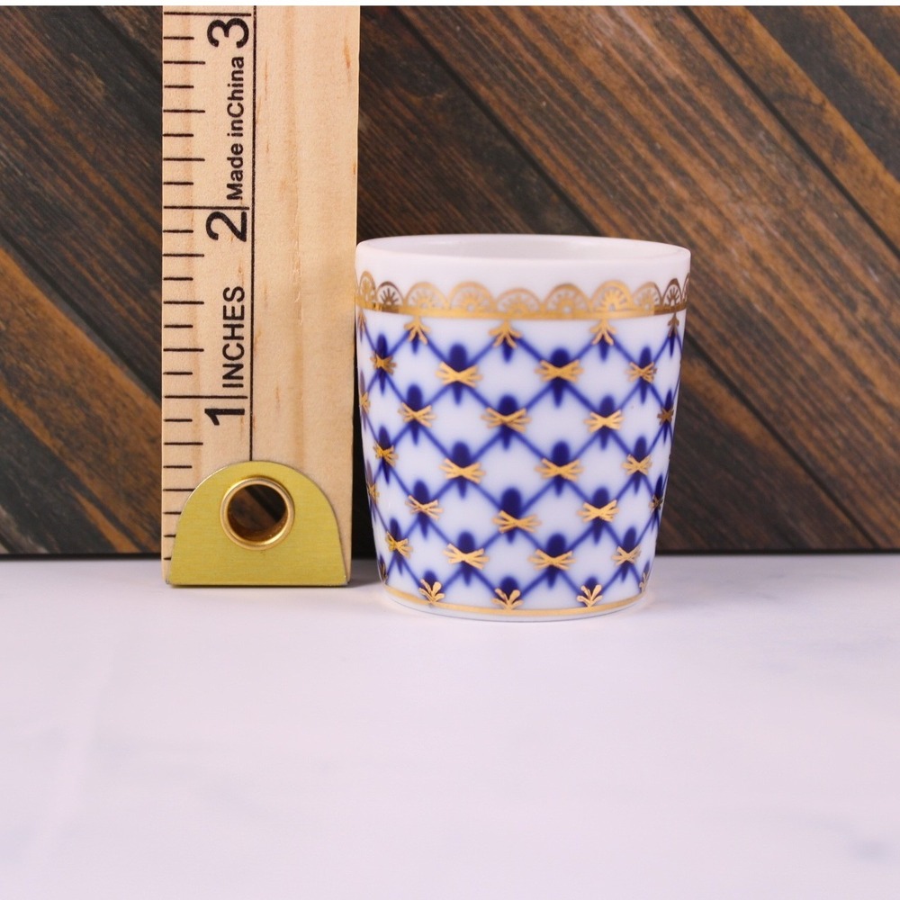 Lomonosov Cobalt Net Gold Decanter & 2 Shot Cups Set - Pristine Vintage LFZ 1C - Picture 10 of 10